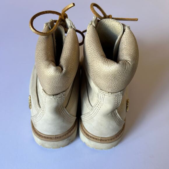 Timberland Womens Size 9 6" Lace Up Ivory &  Gold Boots Primaloft Gorpcore - Picture 5 of 7